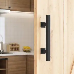 Modern stil siyah paslanmaz çelik dolaplar mutfak çekmeceleri dolap ahır kapı mobilya kolları ve kolları çeker
