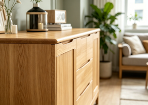 Mueble de Salón Moderno de Madera Maciza con 3 Cajones, Diseño de Panel Plano, Estilo Escandinavo, Mueble de Almacenamiento para el Hogar - Product Image 2