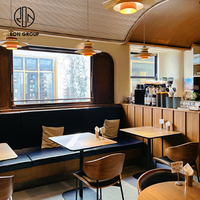 Ensemble de table et de chaises de restaurant rondes en bois laminé chêne, style moderne chinois, pour café commercial, boutique de café et thé, fabrication chinoise