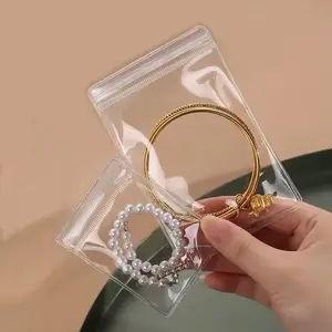 كيس بلاستيكي فاخر للمجوهرات والإكسسوارات مخصص قابل لإعادة الاستخدام كيس مزود بسحاب لتغليف المجوهرات