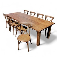 Antike rustikale Kiefernholz-Bauernhof-Esstisch Massivholztisch für Bankett Veranstaltung Hochzeit Stil
