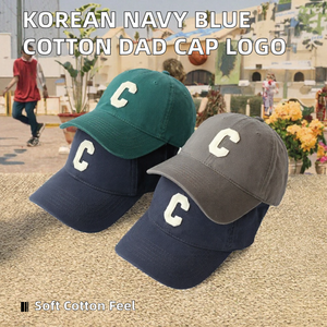 Korean Style <b>Navy</b> Blue Dad <b>Cap</b> Cotton <b>Baseball</b> <b>Cap</b> C Letter Sports <b>Caps</b> Custom Embroidery Logo Common Unisex - Product Image 2