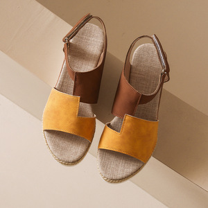 Sandalias de plataforma de cuña con punta abierta de verano 2025 para mujeres de talla grande cierre elástico sin cordones nuevo diseño Dropshipping - Product Image 2