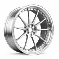 Jantes de voiture en alliage d'aluminium forgées sur mesure, à 10 rayons, finition argent poli, face brossée, lèvre chromée, pour voiture de tourisme