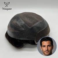 Prothèse capillaire pour homme Versalite en stock, prête à être expédiée, avec base en PU et dentelle suisse, ligne de cheveux invisible, cheveux humains Remy, vente en gros