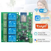 Tuya 4CH Modul Sakelar Relay Rumah Pintar 12V/24V/32V/110V/220V 10A Radio APP Remote Control 4 Saluran untuk Otomatisasi Rumah