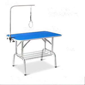 Multi-function Foldable Pet Grooming Table With adjustable fixed arm and mesh storage basket for small and medium pets