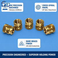 Factory OEM Bronze Copper Brass Knurled Threaded Insert Nut with Shoulder DIN16903 M2 M3 M4 M5 M6 M8 M10 M12