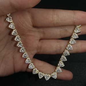 Chaîne de tennis de 7 mm, chaîne à maillons en forme de cœur, chaîne en laiton sertie de CZ glacés, fermoir à pression, collier de tennis hip-hop, bijoux de mode, chaîne de corps - Product Image 3