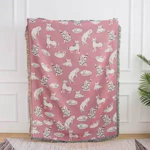 High Quality Pink Art Polyester Cotton Custom Blanket Tapestry For Decoration