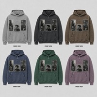 Sweat à capuche ample personnalisé à épaules tombantes avec patch photo, effet délavé vintage, vêtements de créateur, fournisseur de vêtements pour hommes, prix bas