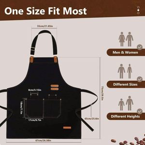 Delantal de Chef de Lona con Logotipo Personalizado al por Mayor, Delantal de Cocina y Jardinería para Mujer con Bolsillos Ajustables y Lavable - Product Image 2