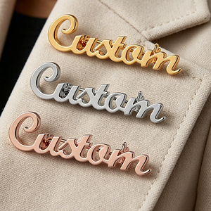 Broche personnalisée en métal avec <span class=keywords><strong>nom</strong></span> ou texte en écriture cursive, dorée, argentée ou or <span class=keywords><strong>rose</strong></span>, pour vêtements - Product Image 5