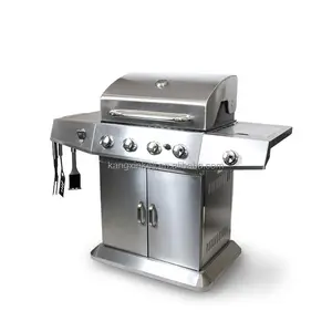 Commerciële Rookloze Oven Barbecue Fornuis Bbq Grill Met Kant Broodrooster Ovens Draagbare 4-Pits Gas Griller Machine