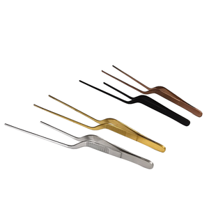 Venta caliente cocina de acero inoxidable pinzas de cocina profesional Chef chapado pinzas Offset hornear Bar China fábrica Metal - Product Image 1