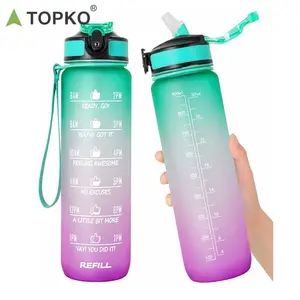 TOPKO spor açık kamp 1000ml spor su şişesi motivasyon plastik su şişesi zaman işaretleyici
