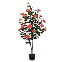 Bunga Kamelia Buatan Langsung dari Pabrik, Pohon Bunga Kamelia Tiruan, Pot Bonsai Bunga Palsu, Dekorasi untuk Rumah, Restoran, Toko