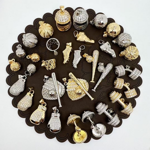 Pendentif de football en émail coloré CH-LAP1853, plaqué or, en <span class=keywords><strong>cuivre</strong></span>, pendentif de batte/de football/de volley-ball, accessoire de boule en <span class=keywords><strong>cuivre</strong></span>, vente en gros - Product Image 2