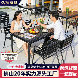 Outdoor Garden Set <b>Aluminum</b> Alloy <b>Table</b> Chair 6 Seater Modern Design Weather Resistant Courtyard Furniture - Product Image 5