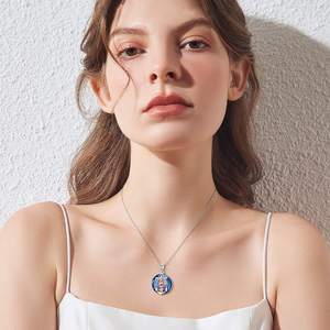 Thème nautique Bijoux en argent sterling 925 Collier pendentif <span class=keywords><strong>phare</strong></span> ancre en cristal bleu - Product Image 3