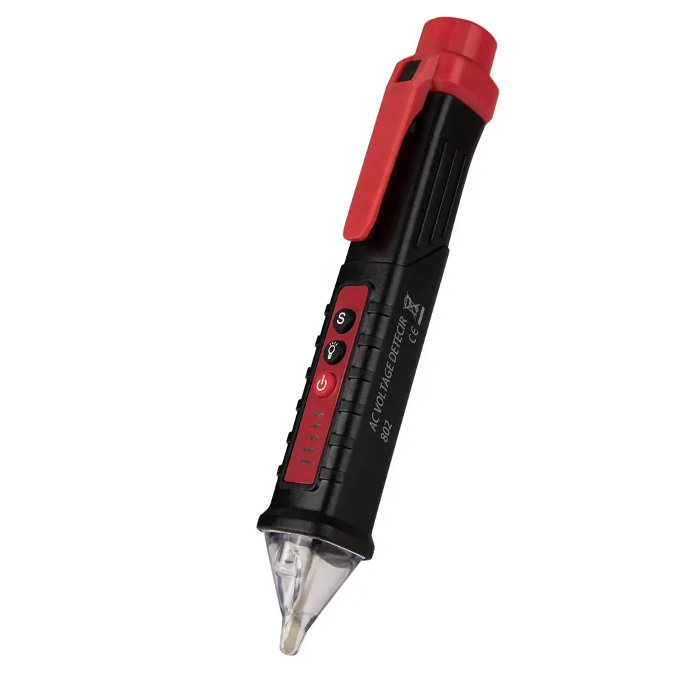 كاشف رقمي لفولطية 12-1000 فولت تيار متردد قلم اختبار بدون اتصال مقياس فولطية قلم اختبار إلكتروني للتيار اللاسلكي