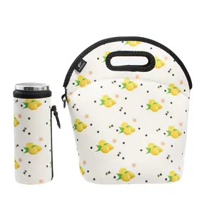 China Suppliers Thermal Sublimation Custom Neoprene Insulated Lunch Bags Woman In Cooler Bags Detachable Bottle/Wine Holder