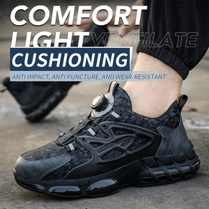 New Fashion Black Labor <b>Shoes</b> Rotating Button Light Sneakers <b>Men</b> <b>Work</b> Anti-Slip Steel Toe Safety <b>Shoes</b> for Construction Factory - Product Image 2