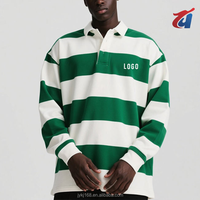 Maillot de rugby personnalisé pour homme, t-shirt épais surdimensionné, polo rayé, coupe carrée, coton, manches longues, streetwear