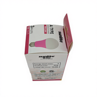 Boîte en carton pliable personnalisée, écologique et recyclable pour ampoules, emballage de lampe LED rose avec fenêtre, pour vente au détail suspendue