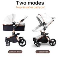 Poussette Bébé Haute Paysage 4 en 1, Absorbant les Chocs, Bidirectionnelle, Assise et Allongée, Pliable 3 en 1, avec Siège Auto