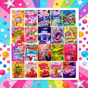 <span class=keywords><strong>Sacs</strong></span> Mylar de qualité alimentaire 3,5 g en gros en stock, pochettes refermables personnalisées imprimées, résistantes à l'humidité, pour bonbons, snacks, fleurs - Product Image 1