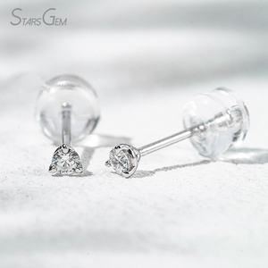 Pendientes de Diamantes de Laboratorio Sueltos con Corte Redondo DEF VS de 0.05CT 0.1CT, Pendientes de Oro Sólido de 10K - Product Image 2