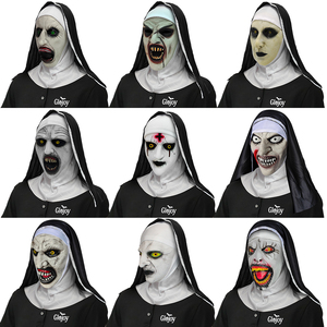 Masque de nonne en latex intégral, accessoire de cosplay d'horreur pour Halloween, masques de fête effrayants et sinistres pour adultes - Product Image 5