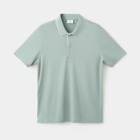 Polo en piqué de coton vert clair pour homme, coupe oversize, style décontracté, grande taille, motif brodé uni