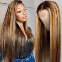 Peluca marrón de cabello humano 613 de alta calidad, Peluca de pelo liso de hueso sin pegamento de Color personalizado, peluca Frontal con cierre de encaje