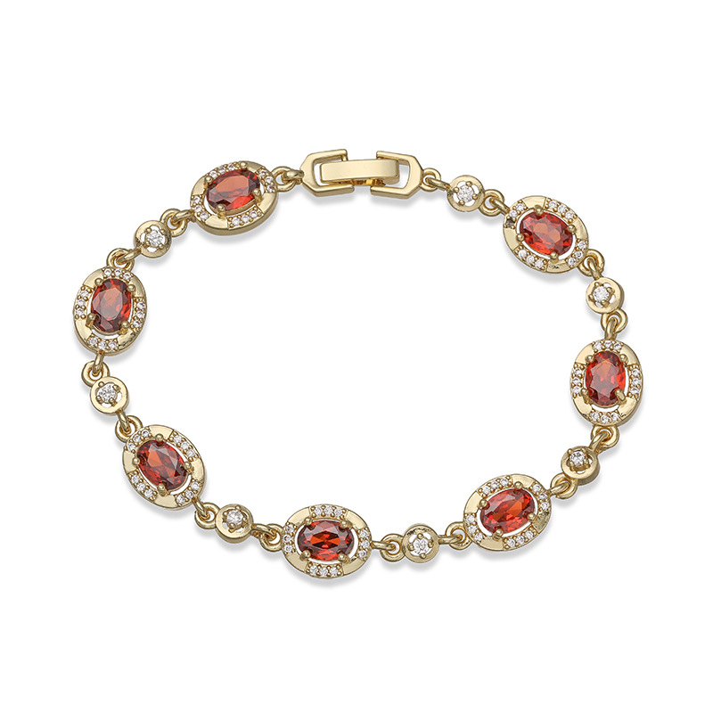 Bracelet couture ovale diamant rouge or