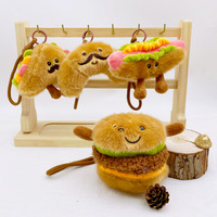 Porte-clés en peluche créatif Thème Thé de l'après-midi, Pendentif figurine mignonne Hamburger et Pain, Breloque de sac