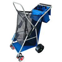 Chariot de pêche pliable avec roues et chariot de plage, chaise de pêche en acier et fer avec frein à pédale latéral