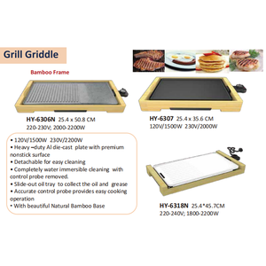 เตาปิ้งย่างไฟฟ้าแบบตั้งโต๊ะพร้อมโครงไม้ไผ่ ขนาดกลาง ไม่ติดกระทะ ผลิตโดย OEM - Product Image 2