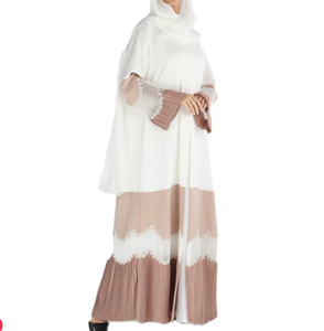 Abaya LEDUO cómoda, blanca, de organza transpirable, larga hasta el suelo, elegante y bordada. - Product Image 3