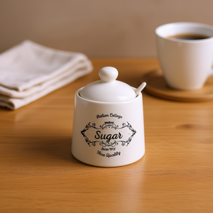 Azucarera de Cerámica Excelsa de Alta Calidad, 8x10x8 cm, Color Negro y Blanco, Juego de Recipientes para Crema - Product Image 3