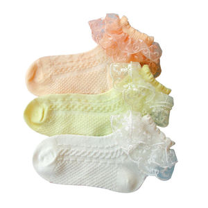 Chaussettes pour bébés filles en dentelle de coton de haute qualité en gros, nouvelles, colorées, roses, à volants, en dentelle pour enfants - Product Image 2