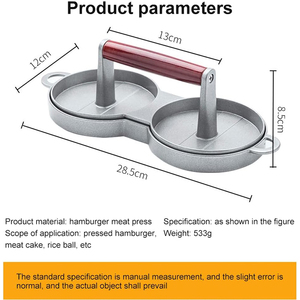 <span class=keywords><strong>Presse</strong></span> à hamburgers HYRI populaire en aluminium, <span class=keywords><strong>presse</strong></span> à galettes de viande ronde, moule à hamburgers - Product Image 2