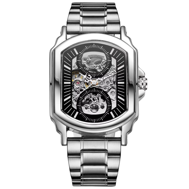 Forsining New European and American Style Men's Fashion Casual Hollow Mechanical Movement Automatic Mechanical Watch