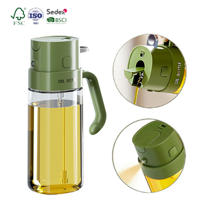 Pulvérisateur Huile 550ml 18.5oz Bouteille Verre 2 en 1 Cuisine Vinaigre Huile Olive Noix <span class=keywords><strong>de</strong></span> Coco Atomiseur Pression Dispenseur - Product Image 1