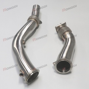 Rongdi Downpipe d'échappement monobloc coudé à mandrin avec réduction de diamètre pour M3 M4 F80 F82 S55 3.0t 2014-2019 en Acier Inoxydable 304 - Product Image 5