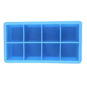 Cubo de hielo de silicona reutilizable, bandeja para congelador, 8 cavidades, libre de BPA, al por mayor