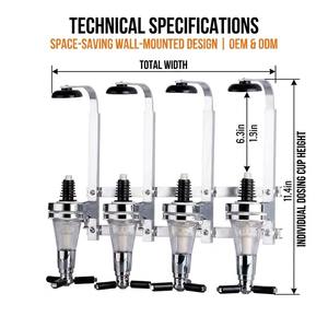 <strong>Wall</strong> <strong>Mounted</strong> Liquor Dispenser 4 Bottle Alcohol Spirits <strong>Rack</strong> <strong>Wine</strong> Pourer Beverage Station Bar Butler Measuring Shot Tool Stand - Product Image 2