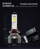 HADUDU 200W 48000LM Phare de voiture à LED super lumineux H1 H3 H4 H7 LED Light H8 H11 9005 9006 9012 880 881 Ampoules LED pour auto