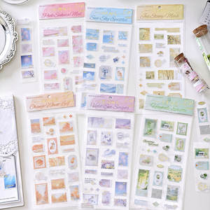 1 hoja de franqueo incluida pegatina Foggy City Morning Mail Series planificador de estilo japonés materiales de diario de viaje - Product Image 1